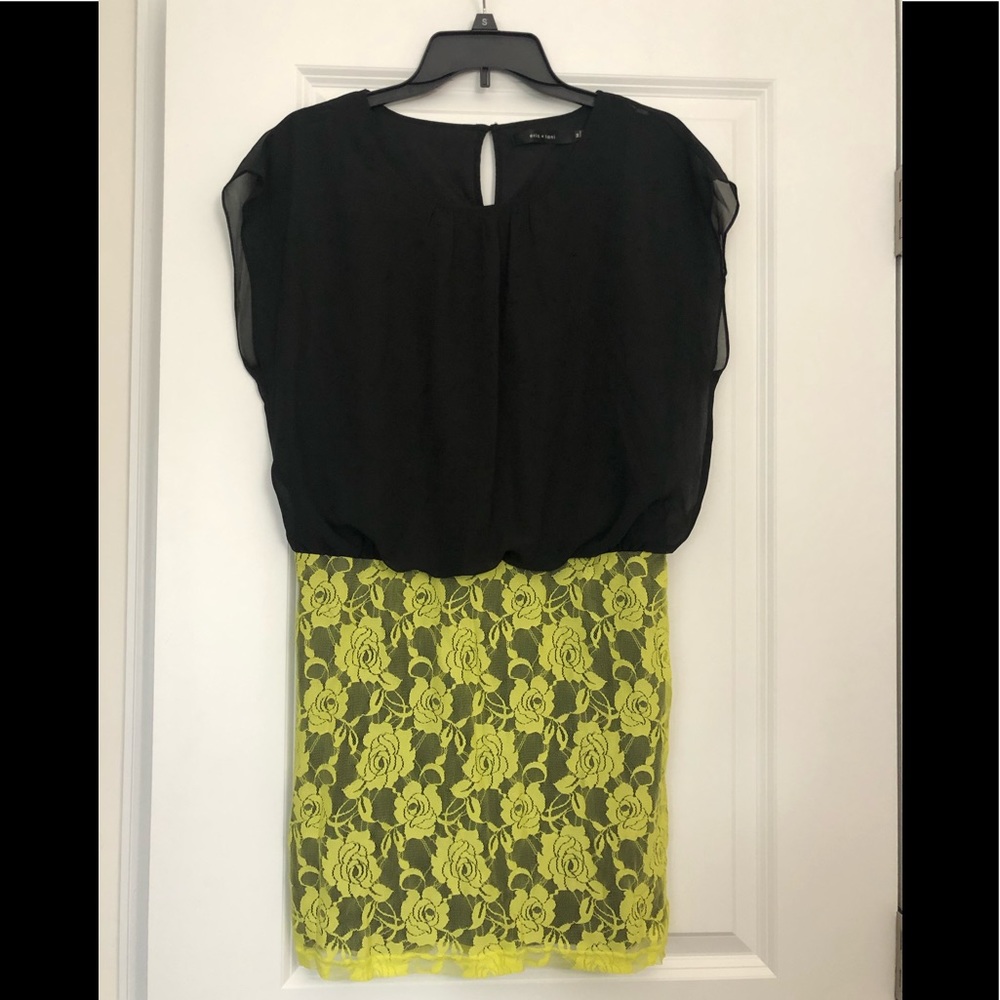 Black/neon lace dress